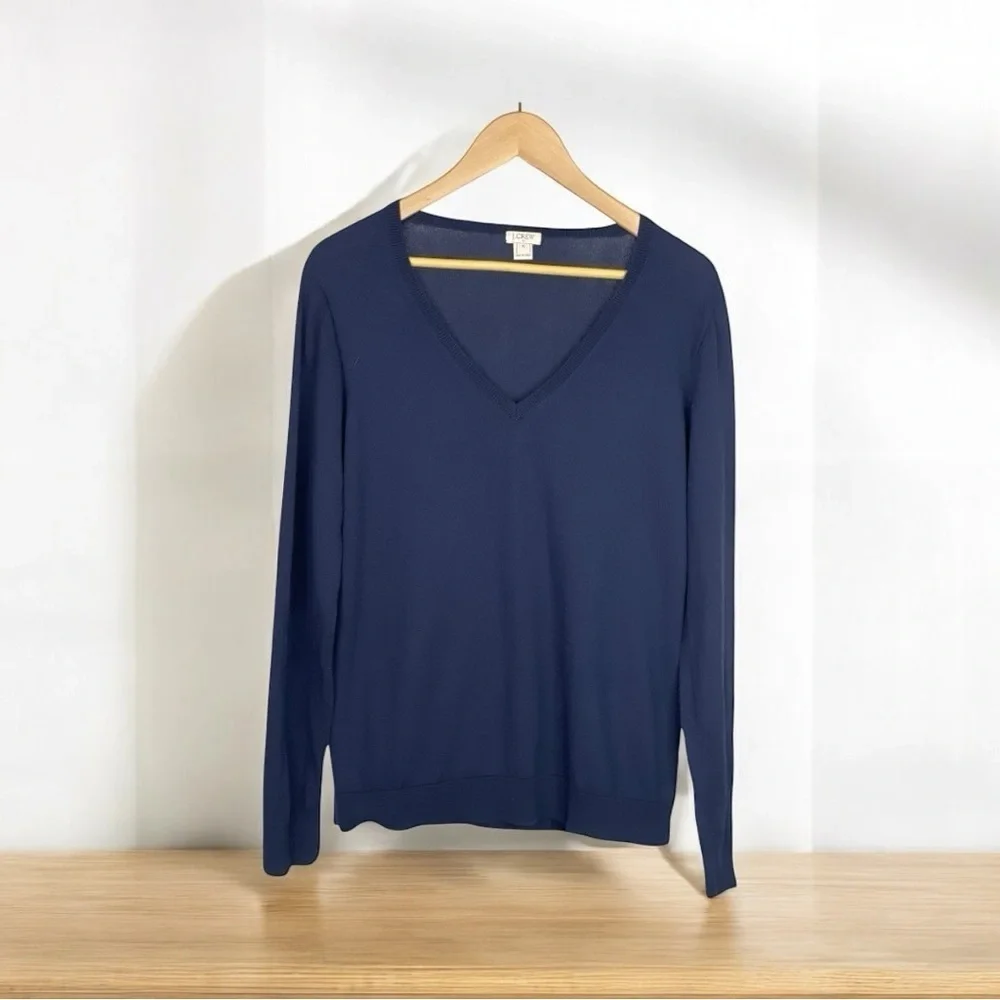 J Crew Navy XL Cotton V-neck sweater-tee - Picture 4 of 9